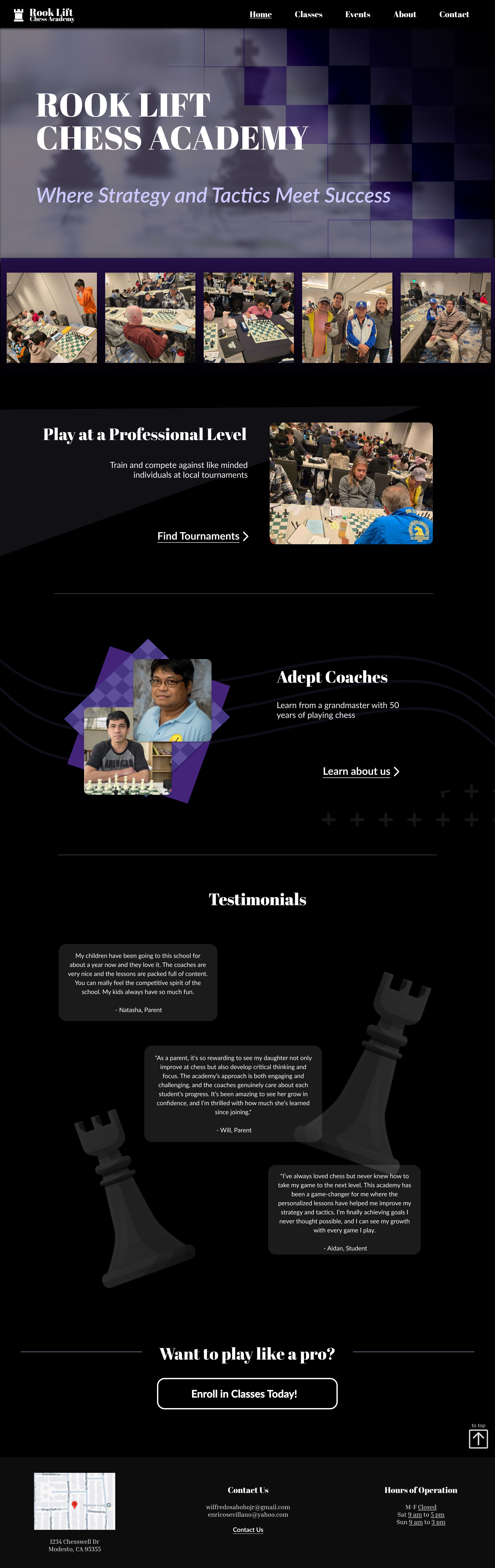 Rooklift Chess Academy website preview